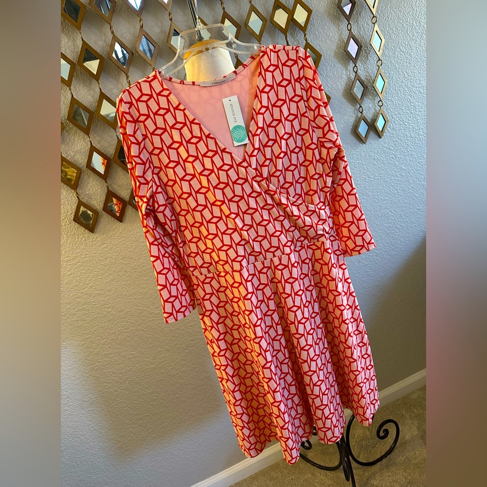41 Hawthorn Orange Faux Wrap Dress